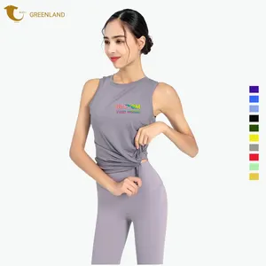 Abbigliamento sportivo summer fashion racer backs spandex logo personalizzato fit activewear workout yoga canotta per le donne