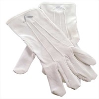 Gants en coton blanc sur mesure pour francs-maçons, broderie du logo SC&G, bouton, respirants, utilisables en extérieur toute l'année, mitaines maçonniques