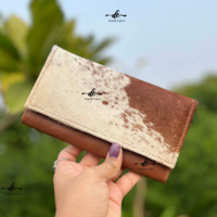 Dompet Kulit Sapi Asli Gaya Barat, Tas Selempang Kulit, Dompet Kulit Berbulu Coklat Gaya Barat, Hadiah