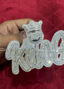 Collar con Colgante de Nombre con Diseño de Corona Personalizada, Estilo Hip Hop, con Incrustaciones de Diamantes de Imitación Moissanite - Product Image 4