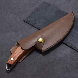 Funda de Cuchillo de Acero al Carbono Hecha a Mano, de Cuero Genuino, Impermeable y Duradera, para Cuchillos de Caza Fijos Grandes, Venta al por Mayor OEM, Cuchillos de Chef - Product Image 2