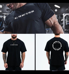 OEM/ODM T-shirt col rond haute qualité pour hommes Logo personnalisé 100% coton à manches courtes décontracté 220gsm tissu poids vierge solide rapide - Product Image 3