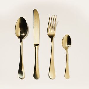 Ensemble de couverts de table pour restaurant en gros, cuillère, fourchette, couteau, acier inoxydable, 5 pièces, couverts dorés pour fête - Product Image 4