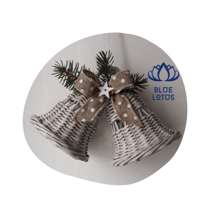 Festival de Noël 2023 Artisanat Rotin Cloche Décoration Ornements Bleu Lotus Ferme Lumière du Vietnam - Product Image 1