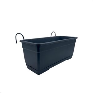 Piantatrice rettangolare antracite per balcone 40/60x17x16cm appesa in resina da esterno vaso da esterno resistente a vaso da esterno - Product Image 1