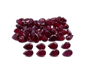 Lote de piedras preciosas sueltas facetadas de pera rubí Natural 4*6 MM corte de cojín de rubí Natural piedra para hacer joyas - Product Image 1