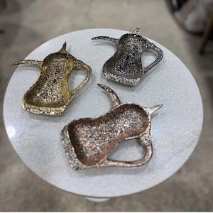 Beau plateau de service coulé en aluminium finition or et argent 100% prix de gros sans danger pour les aliments pour les plateaux décoratifs Diwali - Product Image 3