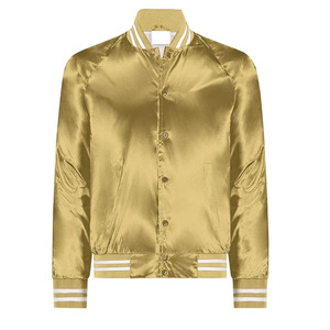 Veste bomber universitaire en satin de soie à manches raglan personnalisées avec logo brodé pour homme - Product Image 2