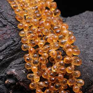 Vente chaude Citrine Naturelle Larme Briolette Perles Miel Citrine Côté Percé Goutte Forme Gemme Perles Premium Bijoux Seulement - Product Image 2