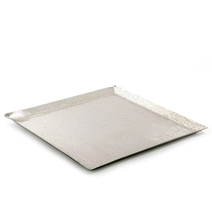 Plateau décoratif à manger de forme carrée Plateau à salade et à café plaqué argent Plats et assiettes de service pour restaurants - Product Image 1