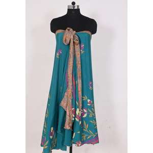 Vintage Silk <b>Skirt</b> Dress for Women Party Casual <b>Beach</b> Cover-Up Summer Maxi Dress with Natural Waistline <b>Wrap</b> Style Short <b>Skirt</b> - Product Image 5