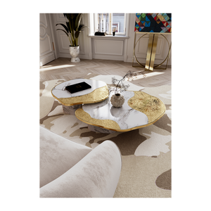 Ophelia Calacatta Marble and Gold Nesting Center <b>Table</b> Durable Contemporary Living Room Furniture <b>Square</b> <b>Side</b> <b>Table</b> - Product Image 6