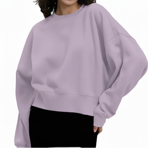 Sweat-shirt à col rond oversize pour femme, grande taille, en polaire douce, ample, décontracté, à manches longues, confortable et chaud pour l'hiver - Product Image 4