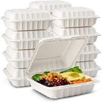Contenedores de Plástico Desechables de Polipropileno de Alta Gama, Tipo Concha, con Tapa Abatible, 6x6" 8x8", para Sándwiches, Pizza, Jugos, Tamaño Personalizado, Color Blanco