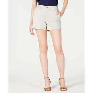 กางเกงขาสั้นผ้าแคนวาสทรงชิโน่สำหรับผู้หญิง Maison Jules สีเบจ ไซส์ XS แต่งกระดุม สไตล์กางเกงขาสั้นทรงบูตี้ - Product Image 1