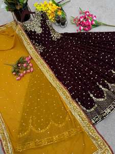 Robe de soirée en géorgette brodée avec dupatta, prix de gros, vêtement ethnique - Product Image 2