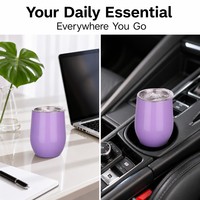 Gobelet isotherme minimaliste en acier inoxydable de 12 oz en forme de U - Tasse élégante et fine - Mug ergonomique isolé pour le bureau et les voyages