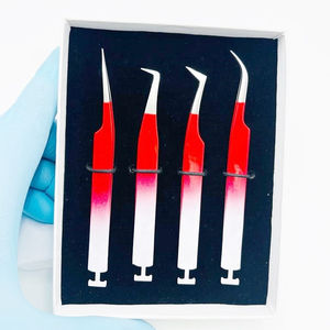 Pince à épiler d'extension de cils en acier inoxydable solide de qualité supérieure faite à la main poignée confortable diamant deux tons couleur lisse - Product Image 5