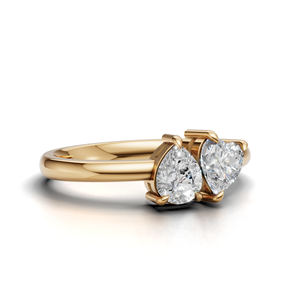 IGI Certified Lab Grown Diamond Toi Et Moi <b>Ring</b> 18K Yellow / White & Rose Gold Pear & Heart Shape Engagement <b>Ring</b> for Women - Product Image 2