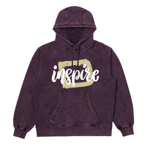 Acid Wash Hoodies Washed Hooded For Men's Dark Maroon Color Heavyweight High Street Pullover Hoodie With <b>Screen</b> Printed Design - Product Image 1