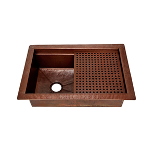 Évier de cuisine rectangulaire en cuivre bien martelé de concepteur de cône de pin Grossiste de fabricant d'évier de ferme en cuivre fait à la main - Product Image 3