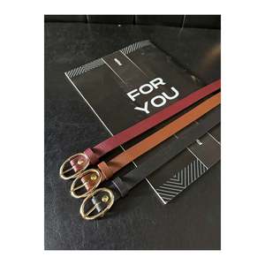 3-Piece Gold Buckle Thin <b>Belt</b>, Suitable for <b>Trousers</b>, Shirts, Jackets, and Dresses. - Black-Tan-Burgundy - Product Image 2
