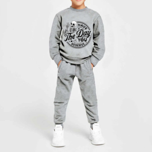 ชุดวอร์มขนแกะ2ชิ้นสำหรับเด็กผู้ชายมีฮู้ดสำหรับฤดูหนาว - Product Image 1