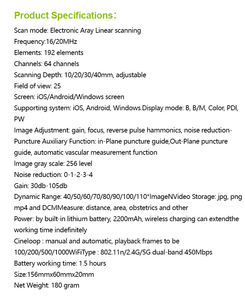 Portabel 16/20 MHz frekuensi tinggi nirkabel <span class=keywords><strong>Ultrasound</strong></span> Probe Linear WiFi konektivitas mendukung IOS Android-untuk sabun medis logam - Product Image 5