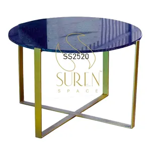 Metal Finish Granite Top Modern Coffee Center Table