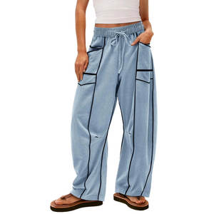 2025 haute qualité Baggy pantalons de survêtement pour femmes personnalisé poids lourd pantalon rayé ample survêtement femmes jambe large Baggy pantalons de survêtement - Product Image 1