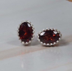 Fabriqué à la main en argent Sterling 925 grenat rouge naturel à facettes coupe ovale pierres précieuses réglage boucles d'oreilles goutte Style ethnique Fine - Product Image 2