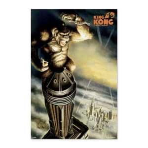 Póster Art Deco de King Kong para decoración de pared, diseño de Skull Island sobre un rascacielos - Product Image 1