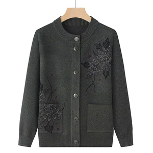 2025 Factory Outlet High Quality Old <b>Women</b> Winter Knitted <b>Sweater</b> Comfortable Breathable Embroidery Button Decoration Logo Back - Product Image 5