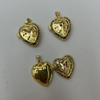 Pendentifs médaillons en forme de cœur dorés, gravures florales personnalisées d'inspiration vintage pour la fabrication de bijoux