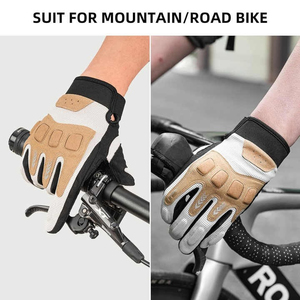 Gants en cuir à doigts entiers pour le cyclisme, avec paume antidérapante et fermeture auto-agrippante, pour hommes, utilisation estivale - Product Image 3