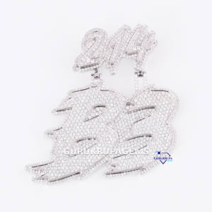 Pendentif en or blanc 14 carats de haute qualité, serti de diamants de laboratoire, style hip-hop, bijoux élégants pour homme ou femme - Product Image 1