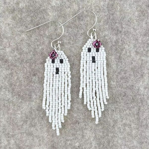 Boucles d'oreilles en perles Boho avec frange en cascade andy design turquoise, cadeau de bijoux unique - Product Image 1