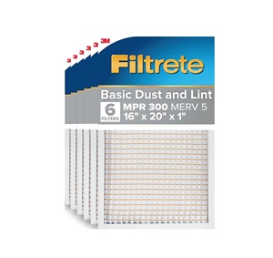 แผ่นกรองอากาศ Filtrete ขนาด 16x20x1 นิ้ว MERV 5, แพ็ค 6 ชิ้น สำหรับเครื่องปรับอากาศและเครื่องทำความร้อน HVAC, MPR 300 ป้องกันฝุ่นละอองขั้นพื้นฐาน - Product Image 1