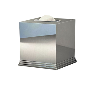 Boîte à mouchoirs en métal de luxe en gros, design géométrique à carreaux argentés, porte-serviettes rectangulaire, parfait pour la décoration intérieure - Product Image 3