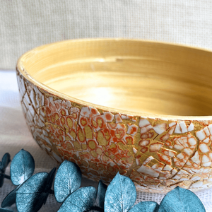 Cuenco de bambú hilado ecológico hecho a mano con incrustaciones de concha de mosaico, cuenco decorativo lacado con cáscara de huevo para el hogar y la cocina - Product Image 5