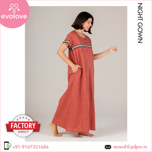 Fourniture directe d'usine de vêtements de nuit pour femmes XL 100% coton conception de robe de nuit accrocheuse pour un usage domestique de printemps grande taille - Product Image 3