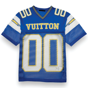 ชุดเสื้อฟุตบอลผู้ใหญ่ขายส่ง แบบสั่งทำพิเศษ พิมพ์ลายแบบ Sublimation เต็มตัว ระบายอากาศได้ดี ไซส์ใหญ่ แขนสั้น คอวี สำหรับอเมริกันฟุตบอล - Product Image 2