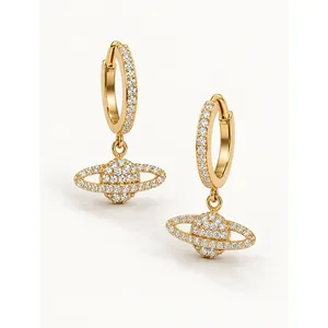 Saturnine <b>Huggies</b> Crystal <b>Earrings</b> - Product Image 1
