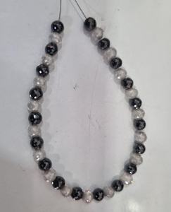 Perles de diamant fantaisie à facettes Moissanite couleur noir et blanc - Product Image 1