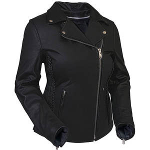 Chaqueta corta de cuero genuino para mujer, ropa de invierno transpirable de punto personalizable - Product Image 1