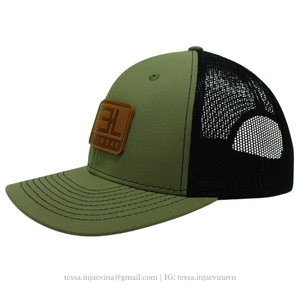 Fabricant de couvre-chef du Vietnam OEM ODM patch en cuir gaufré personnalisé logo chapeaux de camionneur bandeau à la mode étiquette tissée L01 - Product Image 2