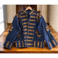Veste en toile brodée à la main Boho Suzani, manches longues, aspect ethnique, design personnalisable, idéale pour l'hiver et les fêtes