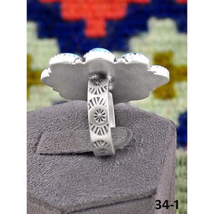Bague ajustable en argent sterling plaqué or rose et turquoise, sertie clos, faite à la main, style Southwest Golden Hills, taille unique, cadeau - Product Image 2