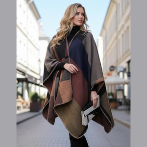 Bufanda Larga Jacquard Ecológica para Mujer, Diseño Abierto, Cálida para Viajes, Estampado a Cuadros, para Uso Diario en Otoño e Invierno - Product Image 5