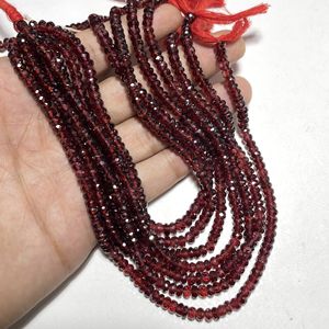 Mozambique ลูกปัดโกเมนเหลี่ยมเพชรพลอยทรงกลมขนาด4.5-5มม. ลูกปัดสีแดงธรรมชาติสำหรับเจาะตรงกลางเครื่องประดับลูกปัด - Product Image 4